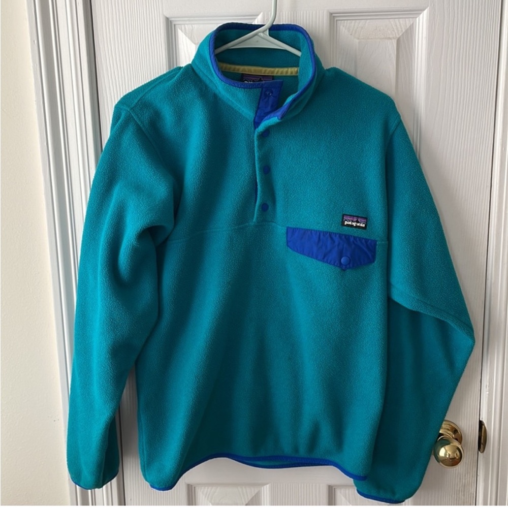 Patagonia Men’s XS Synchilla Snap-T Fleece Pullover Turquoise Blue